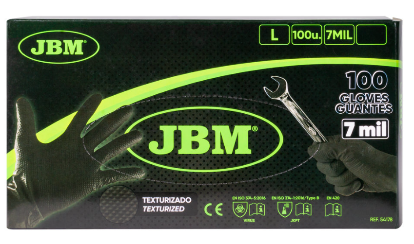 GANTS NOIRS EN NITRILE T:L 7,0MIL