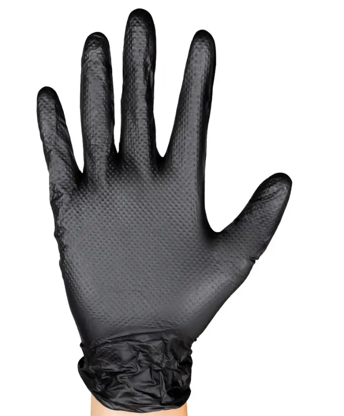 BOÎTE DE GANTS NOIRS EN NITRILE T:M 7,0MIL (100 GANTS) TEXTURE DIAMANT