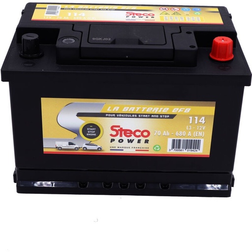 [114] BATERRIE 12v 70ah 680a 278x175x190 Gamme Jaune L3